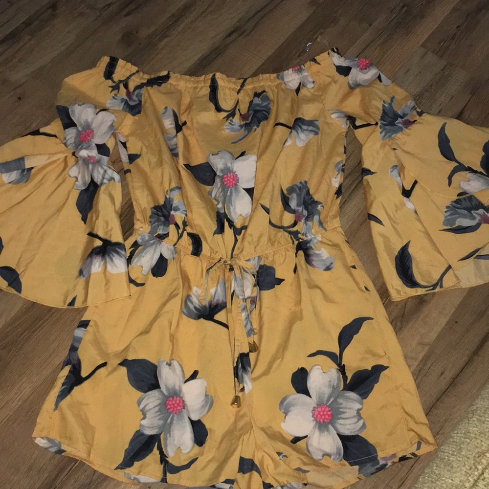 Yellow floral romper
